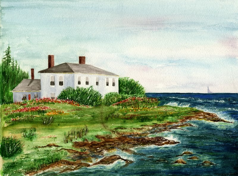Watercolor seascape of the open ocean