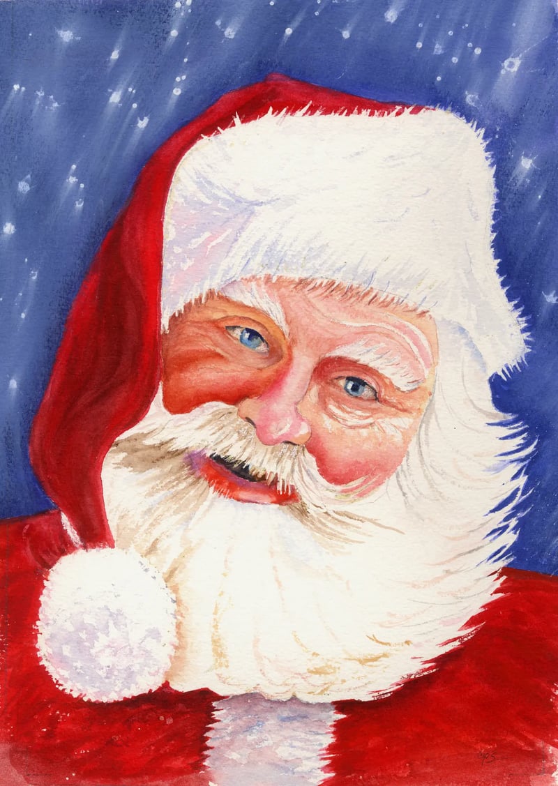 Watercolor painting of Santa Claus